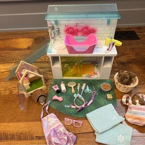 American Girl Pet Spa Set with Pink and Green Accessories